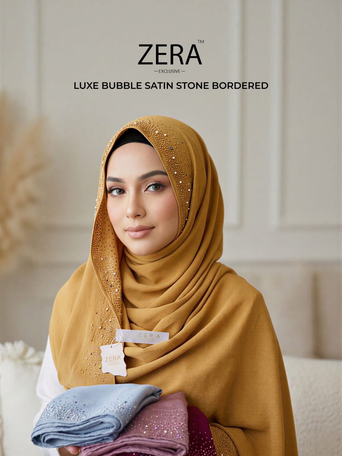 ZERA BUBBLE SATIN STONE BORDERED HIJABS